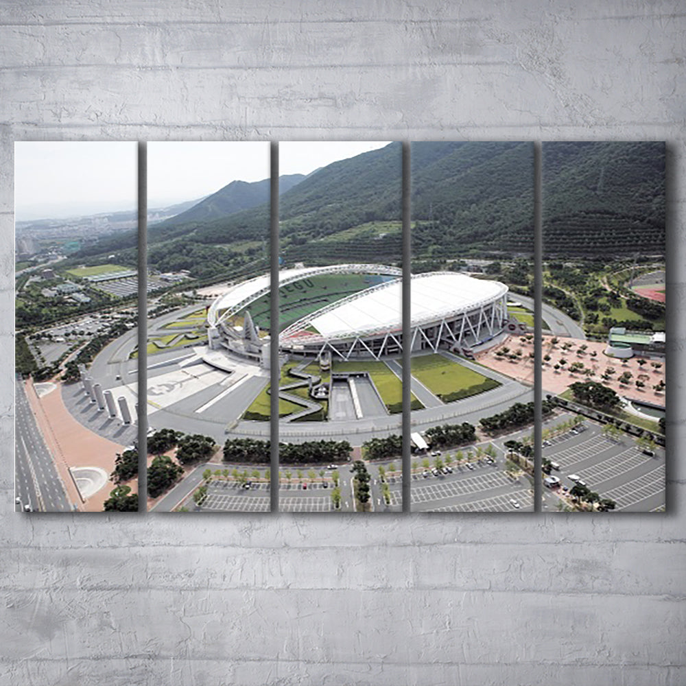 Daegu Stadium Aerial View, Stadium Canvas, Sport Art, 5 Panel B, Extra Large Canvas, Canvas Print Wall Art