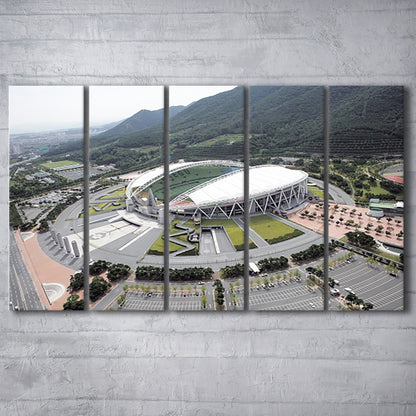 Daegu Stadium Aerial View, Stadium Canvas, Sport Art, 5 Panel B, Extra Large Canvas, Canvas Print Wall Art