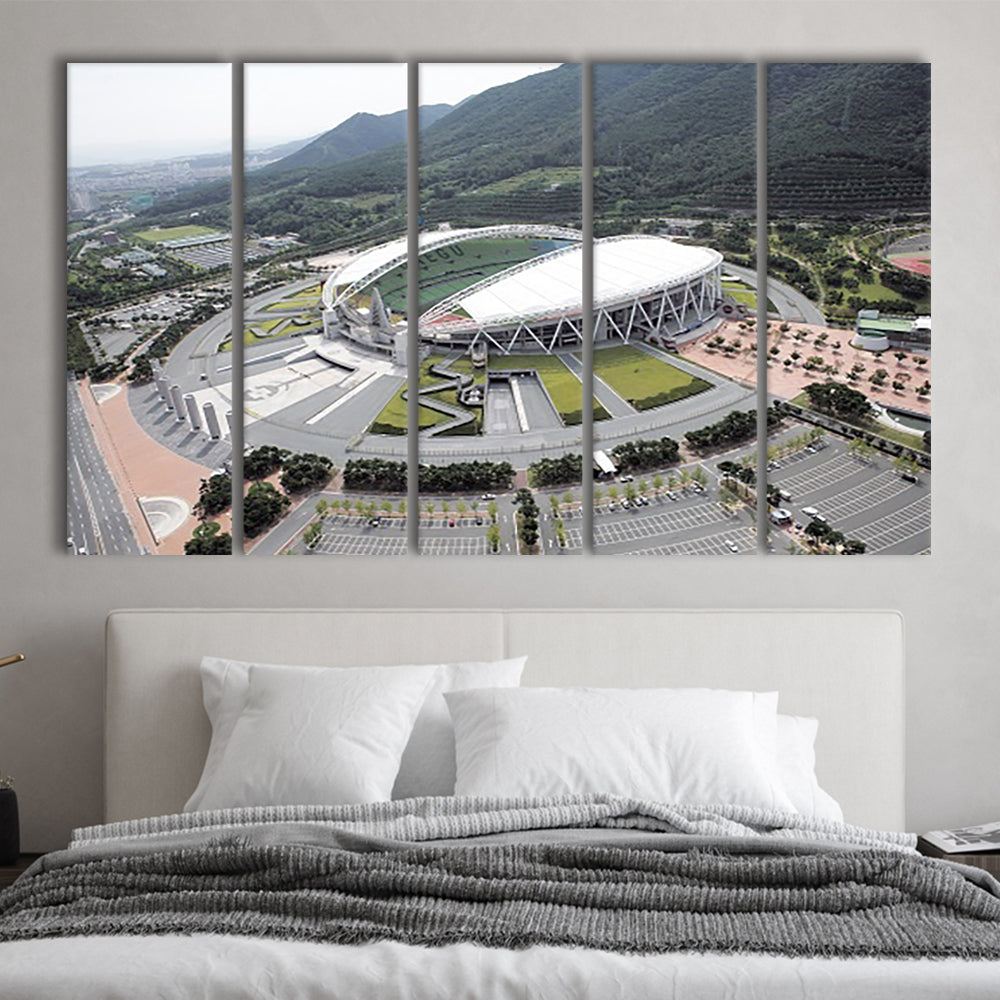 Daegu Stadium Aerial View, Stadium Canvas, Sport Art, 5 Panel B, Extra Large Canvas, Canvas Print Wall Art