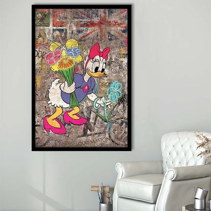 Daisy & Wildflowers, Colorful Graffiti Painting Art, Framed Art Print, Picture Framed Wall Art Decor