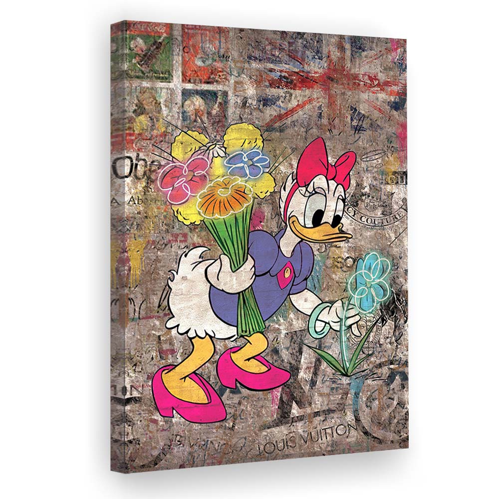 Daisy & Wildflowers, Colorful Graffiti Painting Art, Canvas Print, Luxury Wall Art Decor, Modern Art