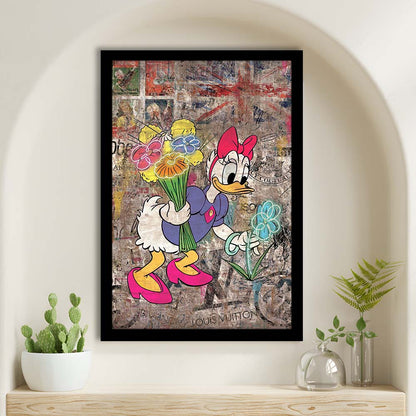 Daisy & Wildflowers, Colorful Graffiti Painting Art, Framed Art Print, Picture Framed Wall Art Decor