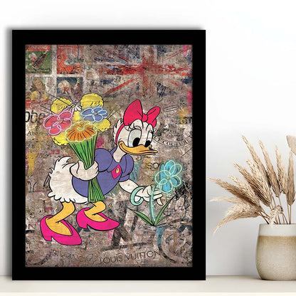 Daisy & Wildflowers, Colorful Graffiti Painting Art, Framed Art Print, Picture Framed Wall Art Decor