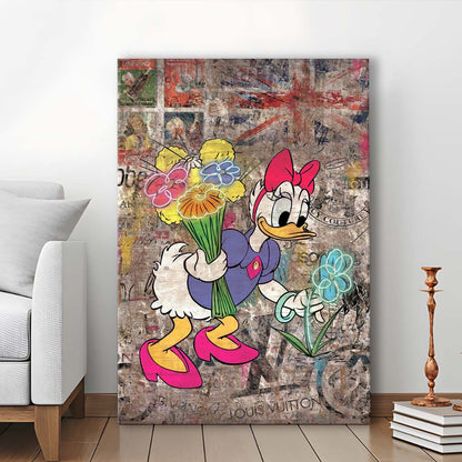Daisy & Wildflowers, Colorful Graffiti Painting Art, Canvas Print, Luxury Wall Art Decor, Modern Art