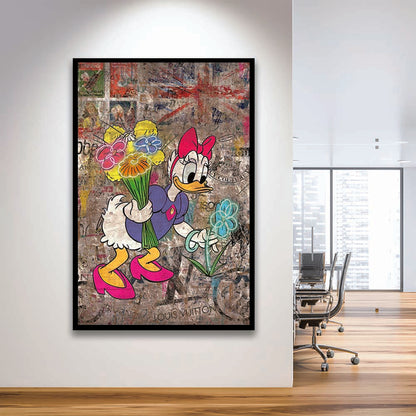 Daisy & Wildflowers, Colorful Graffiti Painting Art, Framed Art Print, Picture Framed Wall Art Decor
