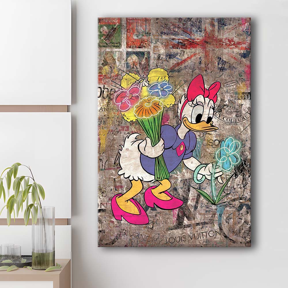 Daisy & Wildflowers, Colorful Graffiti Painting Art, Canvas Print, Luxury Wall Art Decor, Modern Art