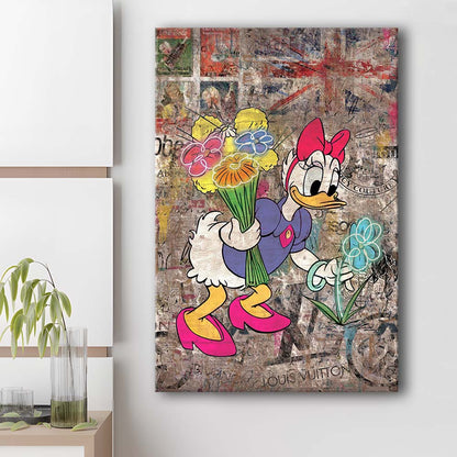 Daisy & Wildflowers, Colorful Graffiti Painting Art, Canvas Print, Luxury Wall Art Decor, Modern Art