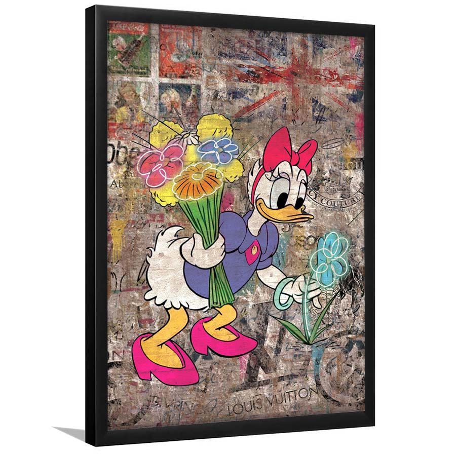 Daisy & Wildflowers, Colorful Graffiti Painting Art, Framed Art Print, Picture Framed Wall Art Decor