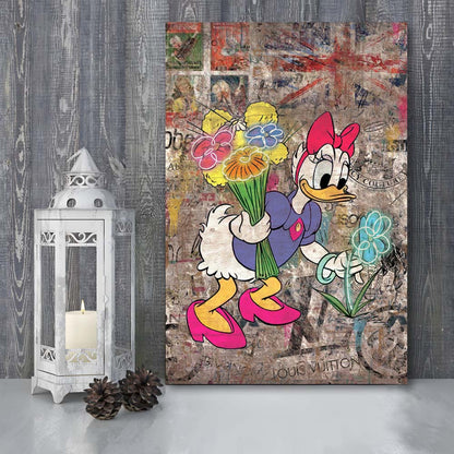 Daisy & Wildflowers, Colorful Graffiti Painting Art, Canvas Print, Luxury Wall Art Decor, Modern Art