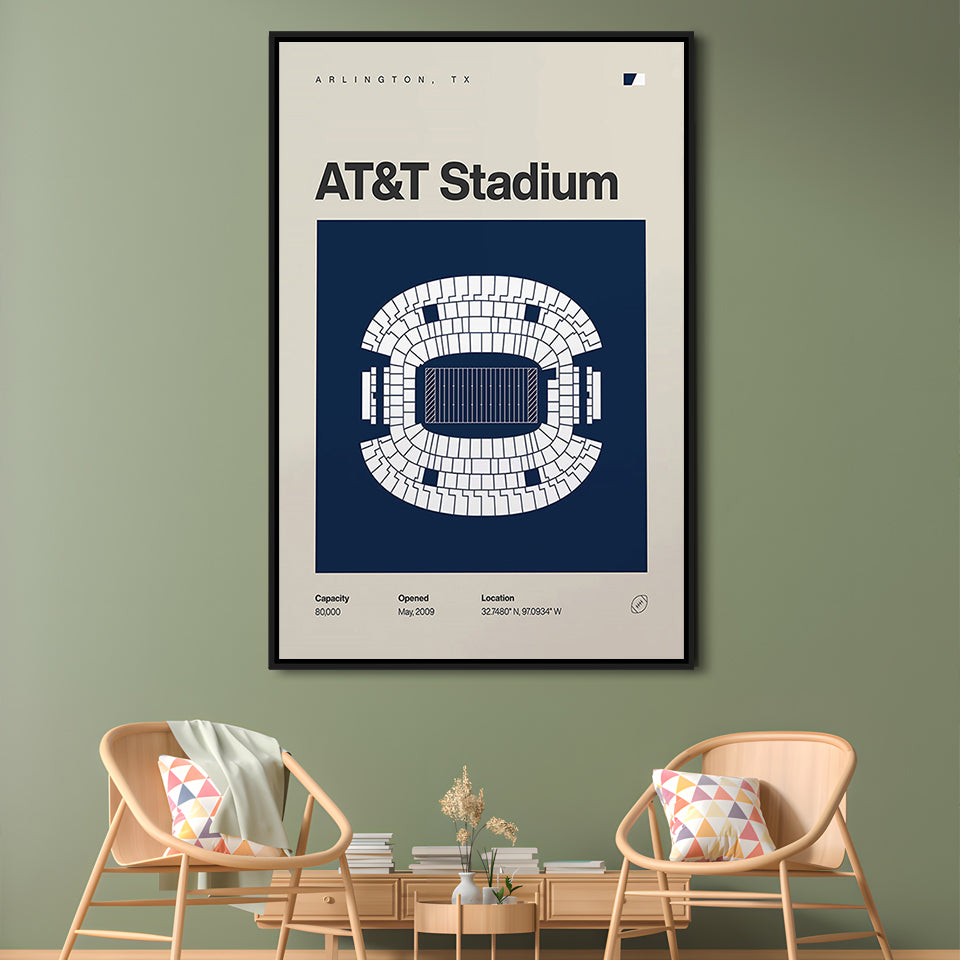 Dallas Stadium Print, AT&T Stadium Print, Man Cave Gift, Floating Framed Canvas Print Wall Art