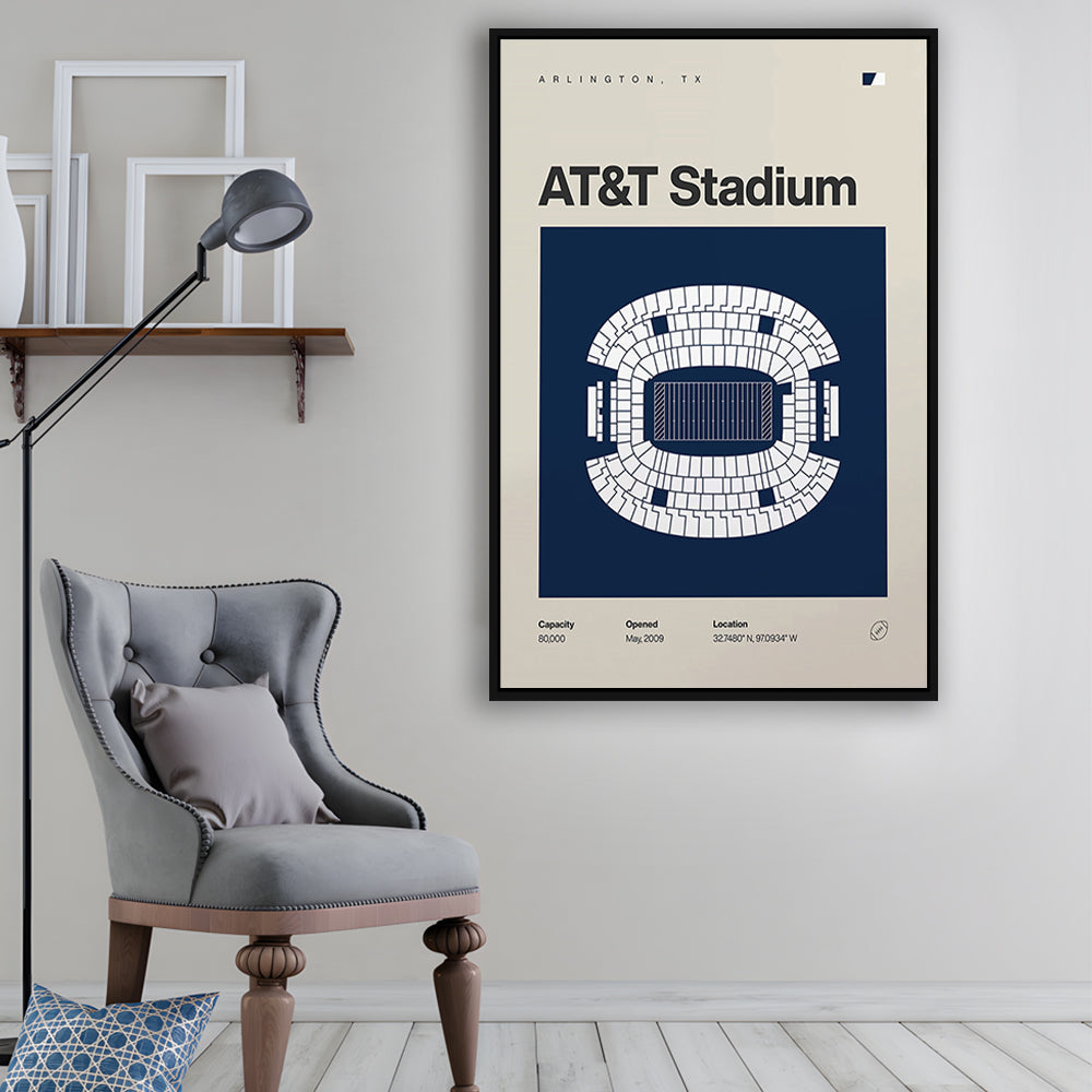 Dallas Stadium Print, AT&T Stadium Print, Man Cave Gift, Floating Framed Canvas Print Wall Art