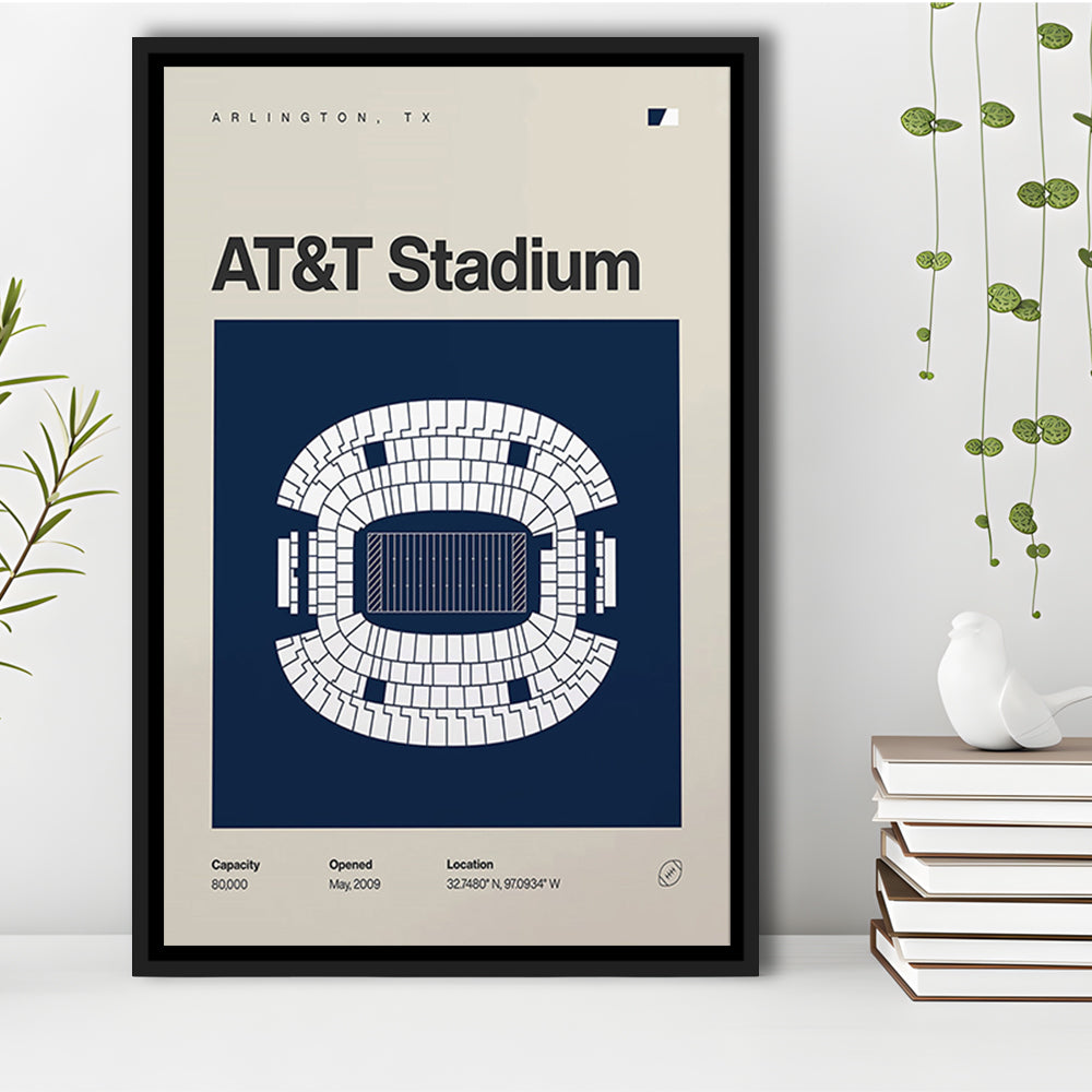 Dallas Stadium Print, AT&T Stadium Print, Man Cave Gift, Floating Framed Canvas Print Wall Art