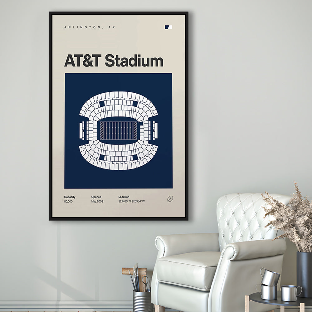 Dallas Stadium Print, AT&T Stadium Print, Man Cave Gift, Floating Framed Canvas Print Wall Art