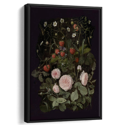 Dark Academia Print Vintage Botanical Oil Painting Dark Cottagecore Decor Art Moody Floral Framed Canvas Print Wall Art