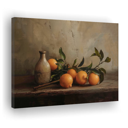 Dark Academia Still Life Oranges Canvas Print Wall Art, Moody Canvas Print Wall Art, Art Rustic Trendy Wall Art