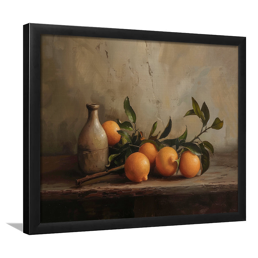 Dark Academia Still Life Oranges Framed Art Print Wall Decor, Moody Wall Art, Art Rustic Trendy Wall Art