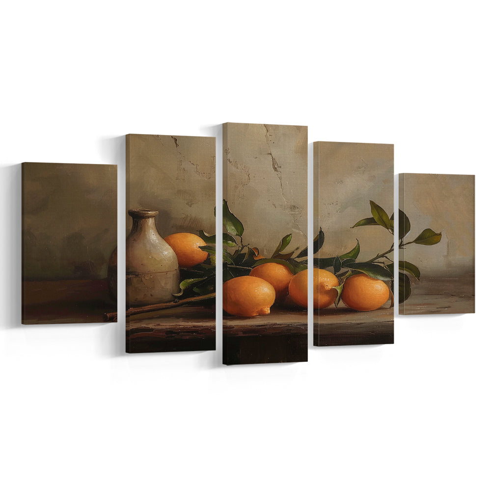 Dark Academia Still Life Oranges Mixed Canvas Print Wall Art, Moody Wall Art, Art Rustic Trendy Wall Art
