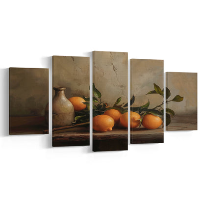 Dark Academia Still Life Oranges Mixed Canvas Print Wall Art, Moody Wall Art, Art Rustic Trendy Wall Art