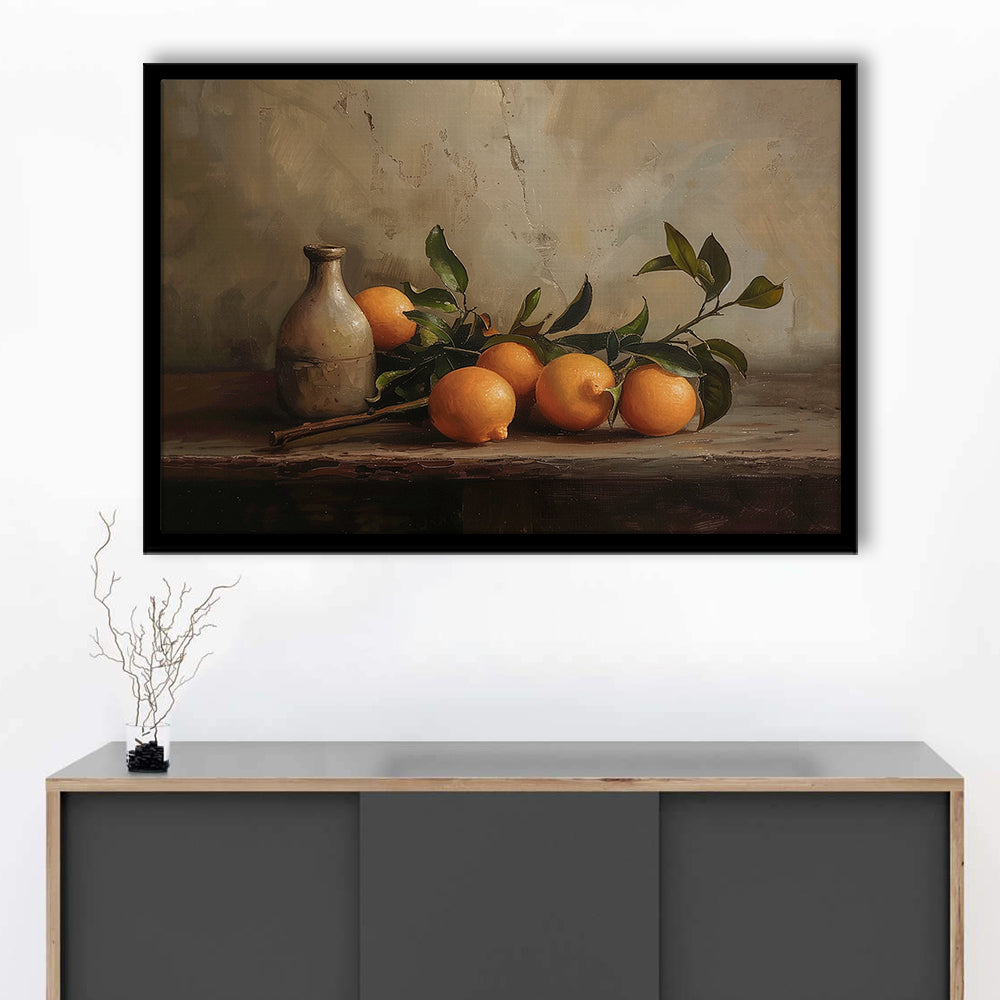 Dark Academia Still Life Oranges Framed Art Print Wall Decor, Moody Wall Art, Art Rustic Trendy Wall Art