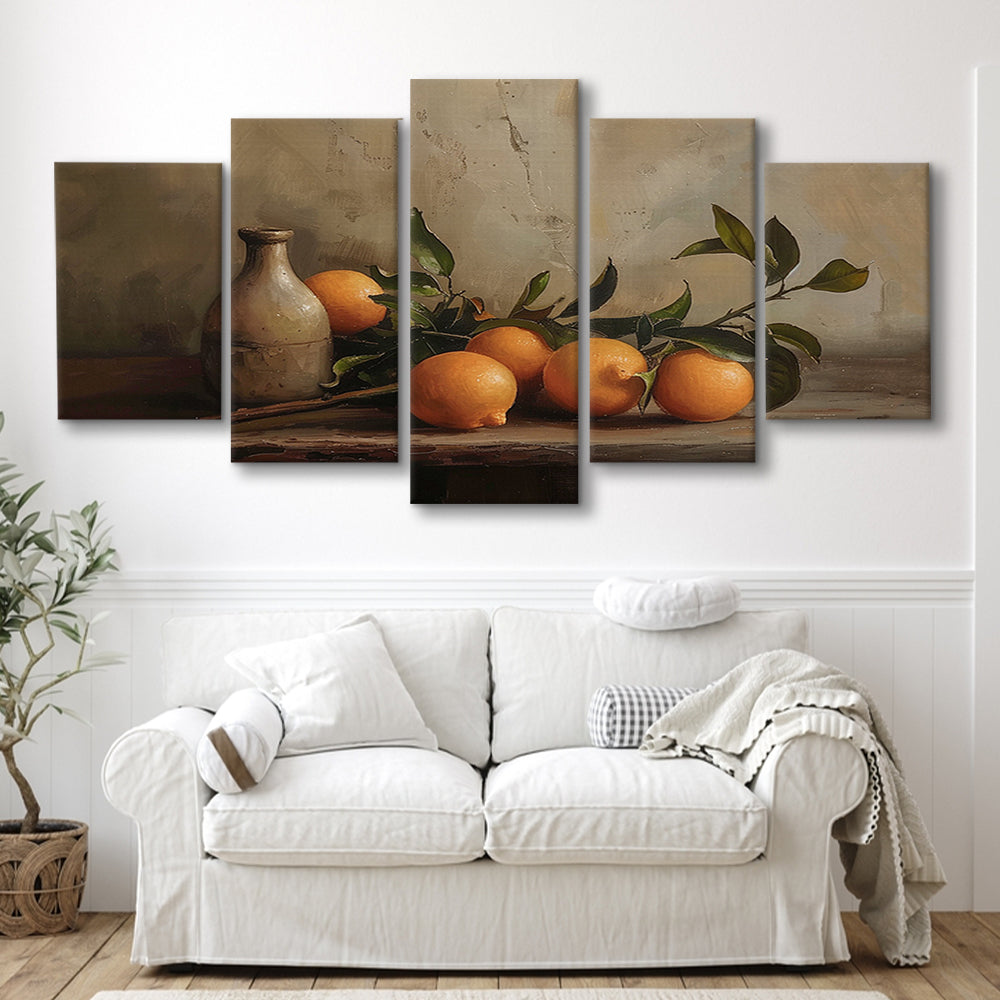 Dark Academia Still Life Oranges Mixed Canvas Print Wall Art, Moody Wall Art, Art Rustic Trendy Wall Art