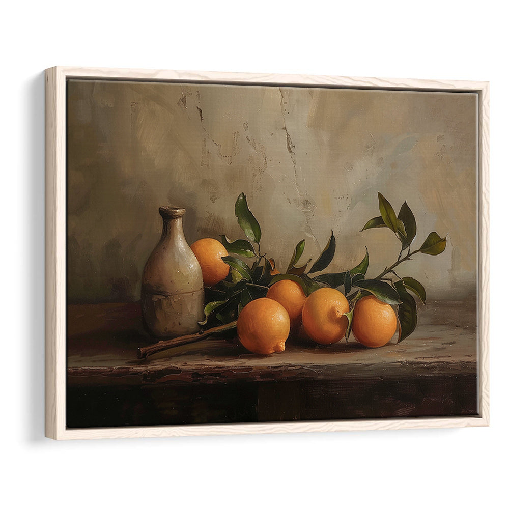Dark Academia Still Life Oranges Framed Canvas Print Wall Art, Moody Wall Art, Art Rustic Trendy Wall Art