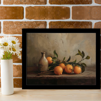 Dark Academia Still Life Oranges Framed Art Print Wall Decor, Moody Wall Art, Art Rustic Trendy Wall Art