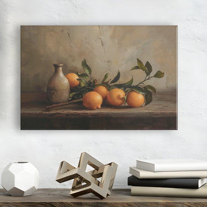 Dark Academia Still Life Oranges Canvas Print Wall Art, Moody Canvas Print Wall Art, Art Rustic Trendy Wall Art