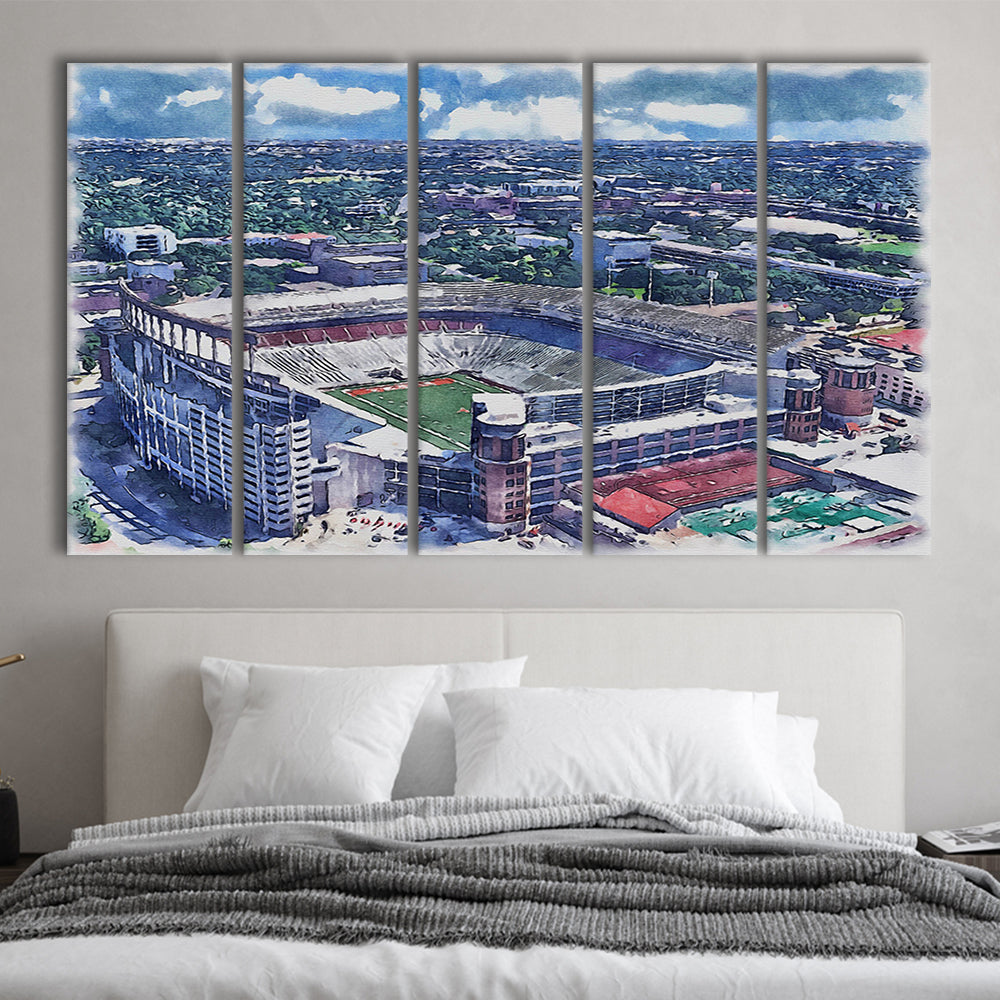 Darrell K Royal Texas Memorial Painting Stadium Watercolor, Austin Texas, Sport Art, Extra Large Canvas Print