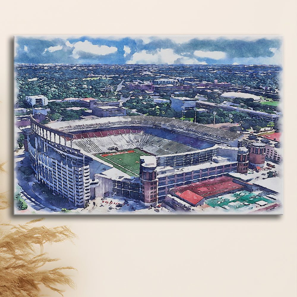 Darrell K Royal Texas Memorial Painting Stadium Watercolor, Austin Texas, Sport Art, Gifts for him, Canvas Print Wall Art