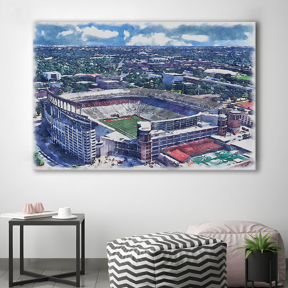 Darrell K Royal Texas Memorial Painting Stadium Watercolor, Austin Texas, Sport Art, Gifts for him, Canvas Print Wall Art