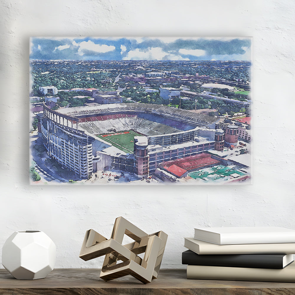 Darrell K Royal Texas Memorial Painting Stadium Watercolor, Austin Texas, Sport Art, Gifts for him, Canvas Print Wall Art