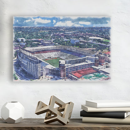 Darrell K Royal Texas Memorial Painting Stadium Watercolor, Austin Texas, Sport Art, Gifts for him, Canvas Print Wall Art