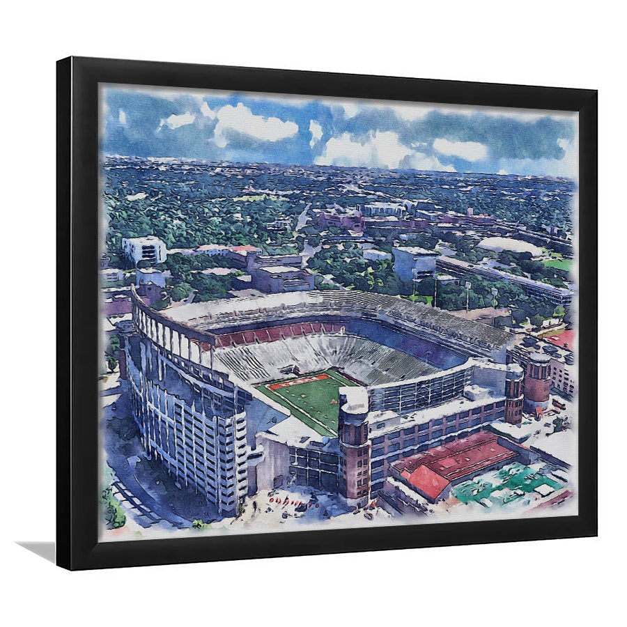 Darrell K Royal Texas Memorial Painting Stadium Watercolor, Austin Texas, Sport Gift Art, Framed Art Print Wall Decor