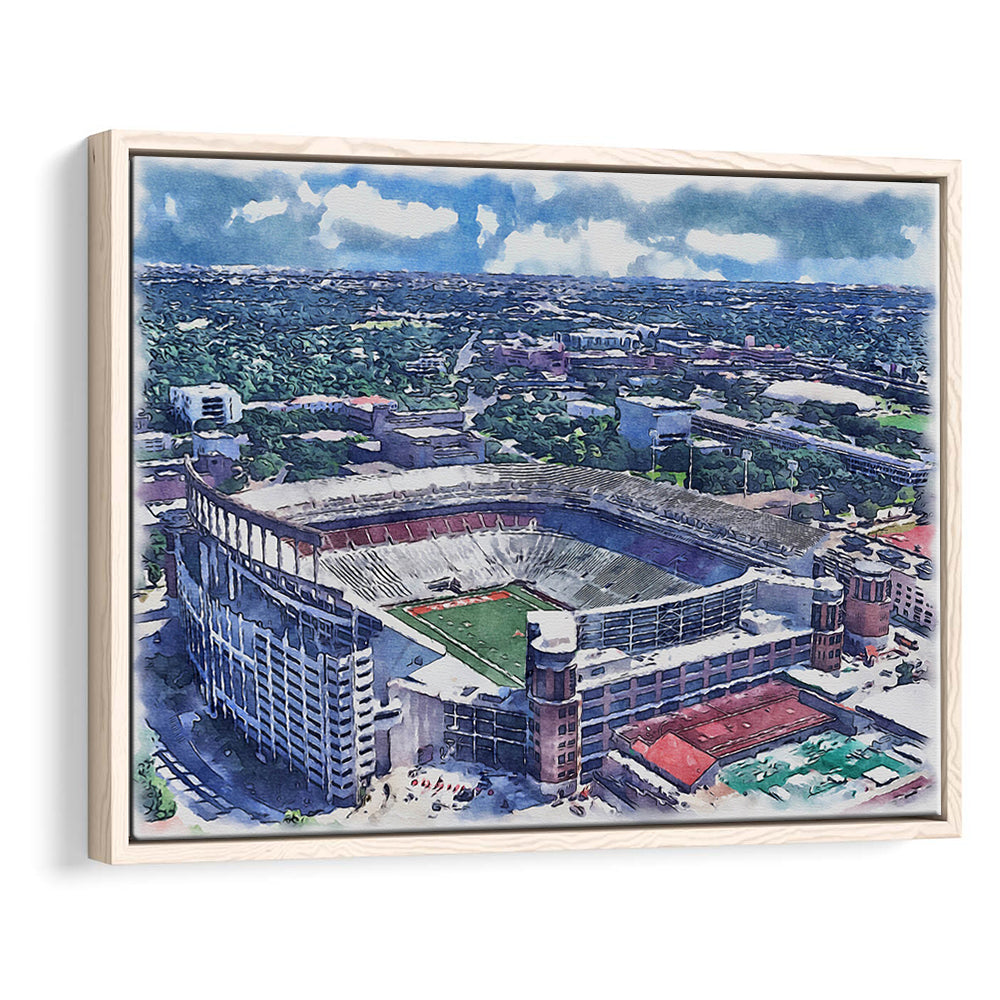 Darrell K Royal Texas Memorial Painting Stadium Watercolor, Austin Texas, Sport Gift Art, Framed Canvas Print Wall Art