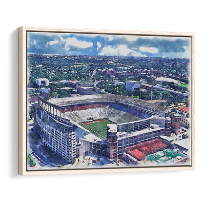 Darrell K Royal Texas Memorial Painting Stadium Watercolor, Austin Texas, Sport Gift Art, Framed Canvas Print Wall Art