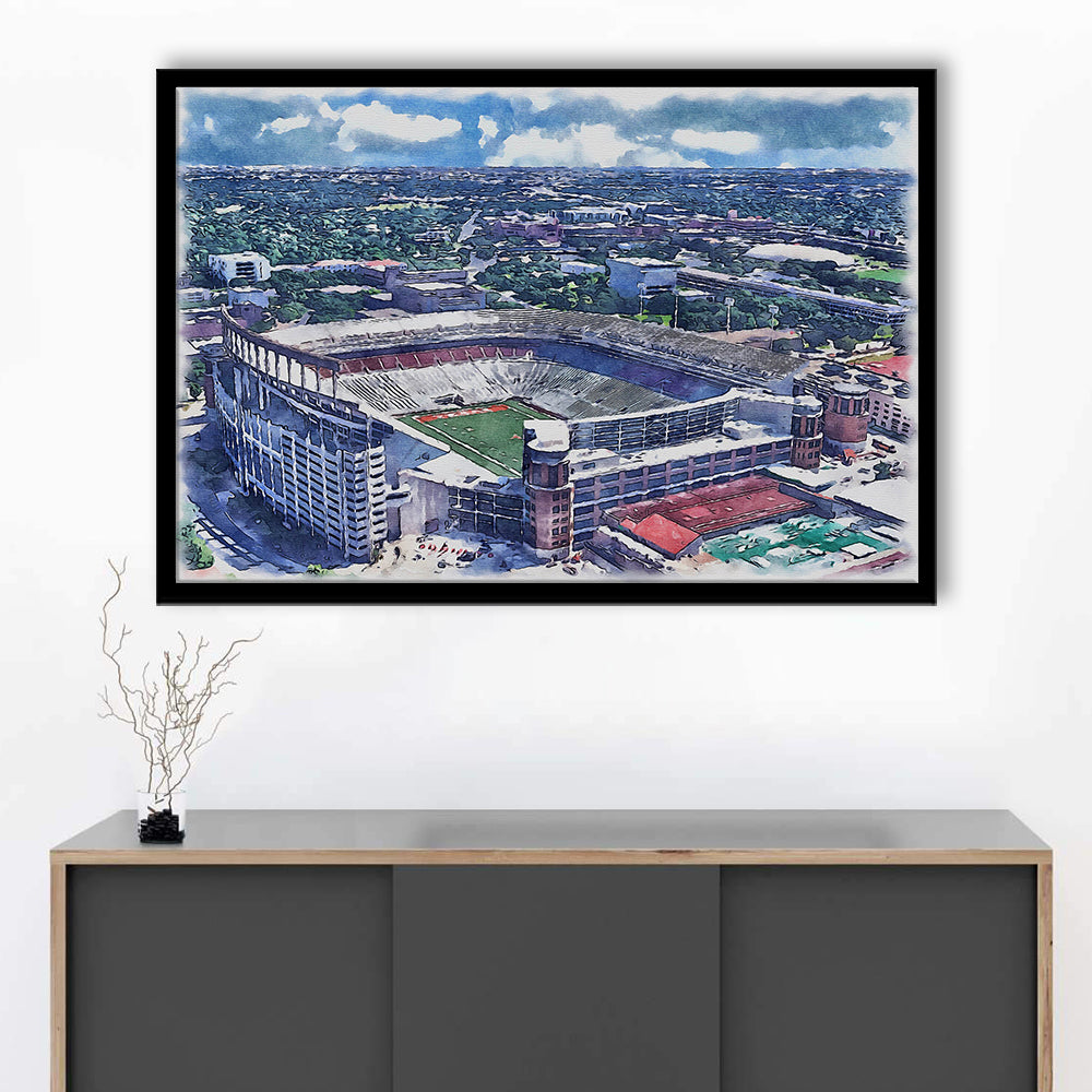 Darrell K Royal Texas Memorial Painting Stadium Watercolor, Austin Texas, Sport Gift Art, Framed Art Print Wall Decor