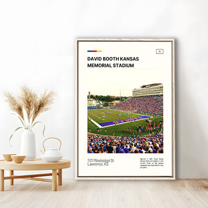 David Booth Kansas Memorial Stadium Print, Kansas Jayhawks Stadium Canvas Art, Man Cave Gift, Floating Framed Canvas Print