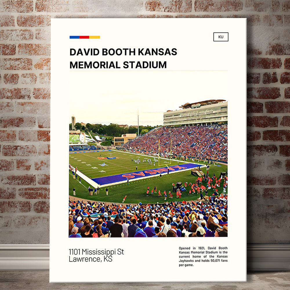 David Booth Kansas Memorial Stadium Print, Kansas Jayhawks Stadium Canvas Art, Fan Gifts, Sport Art, Canvas Print Wall Art