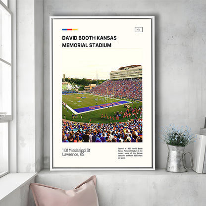 David Booth Kansas Memorial Stadium Print, Kansas Jayhawks Stadium Canvas Art, Man Cave Gift, Floating Framed Canvas Print