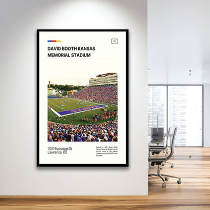 David Booth Kansas Memorial Stadium Print, Jayhawks Stadium Art, Gifts for him, Sport Art, Framed Art Print Wall Decor