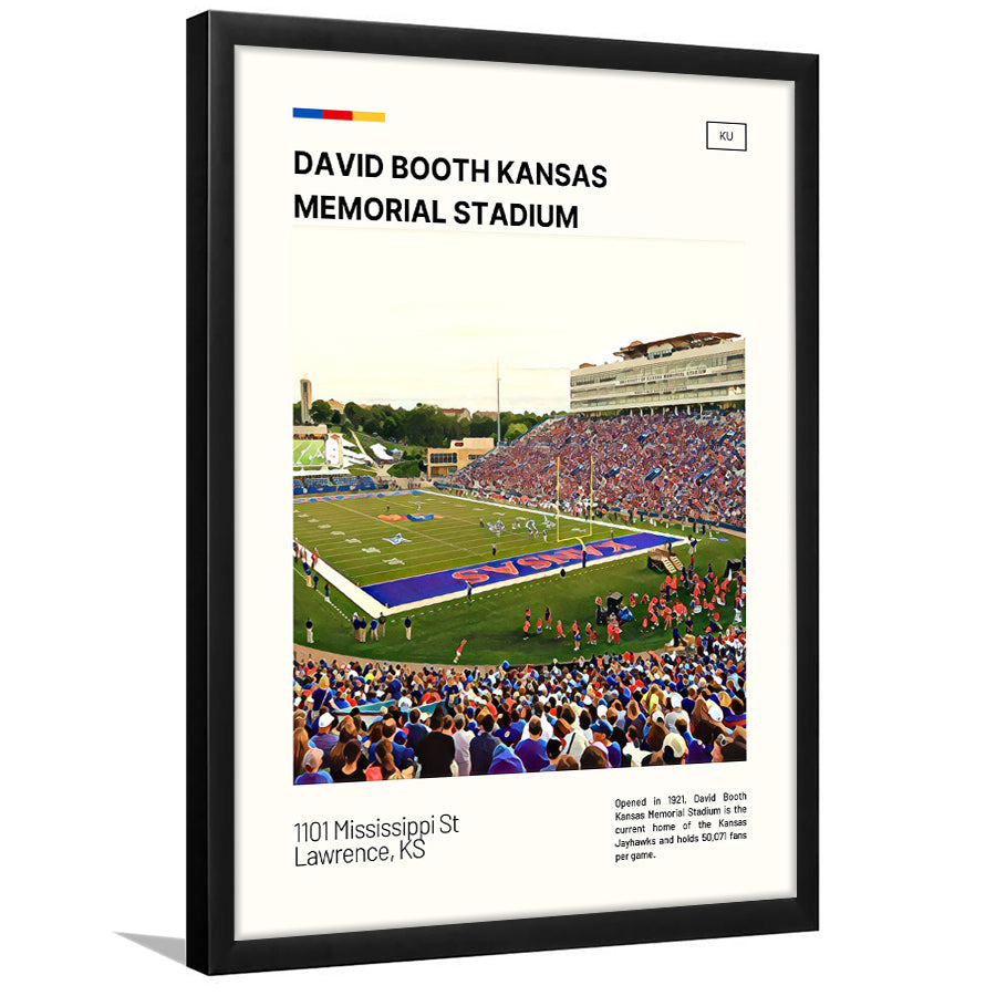David Booth Kansas Memorial Stadium Print, Jayhawks Stadium Art, Gifts for him, Sport Art, Framed Art Print Wall Decor