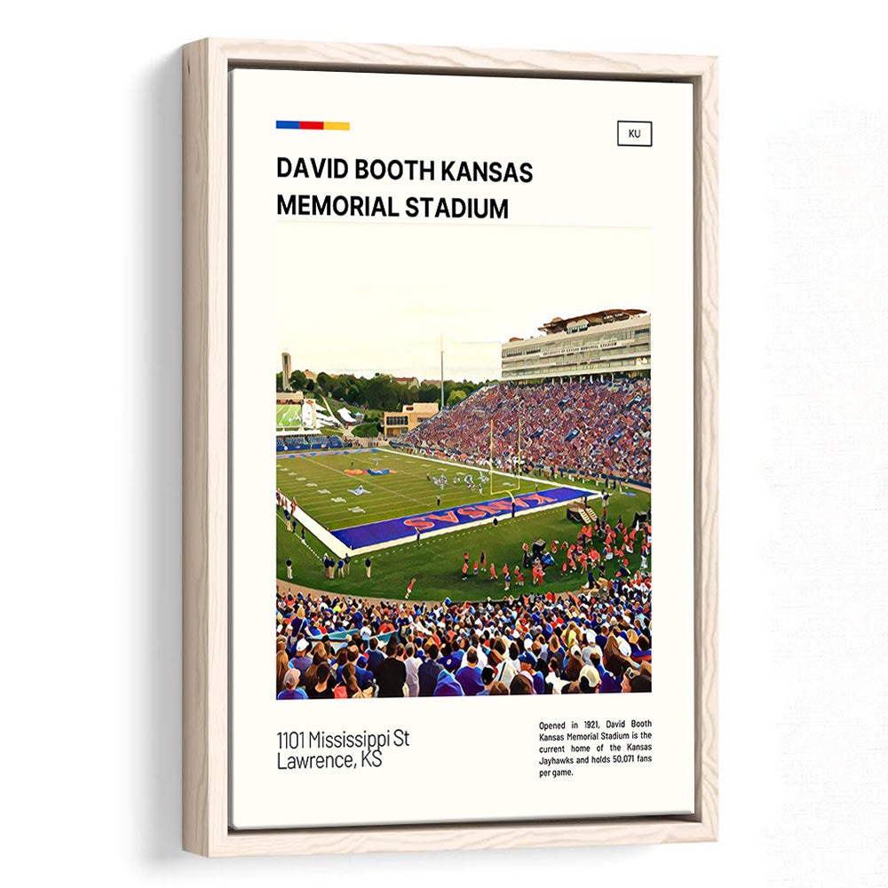 David Booth Kansas Memorial Stadium Print, Kansas Jayhawks Stadium Canvas Art, Man Cave Gift, Floating Framed Canvas Print