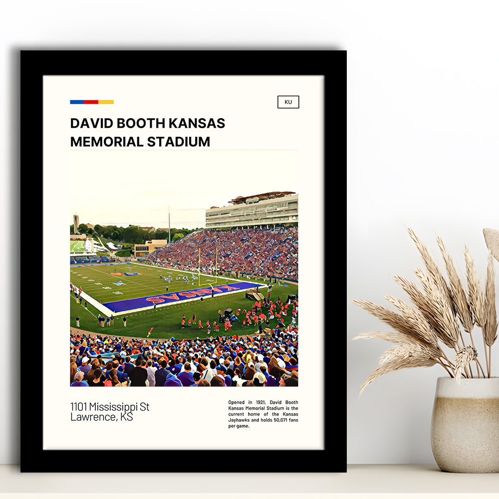 David Booth Kansas Memorial Stadium Print, Jayhawks Stadium Art, Gifts for him, Sport Art, Framed Art Print Wall Decor