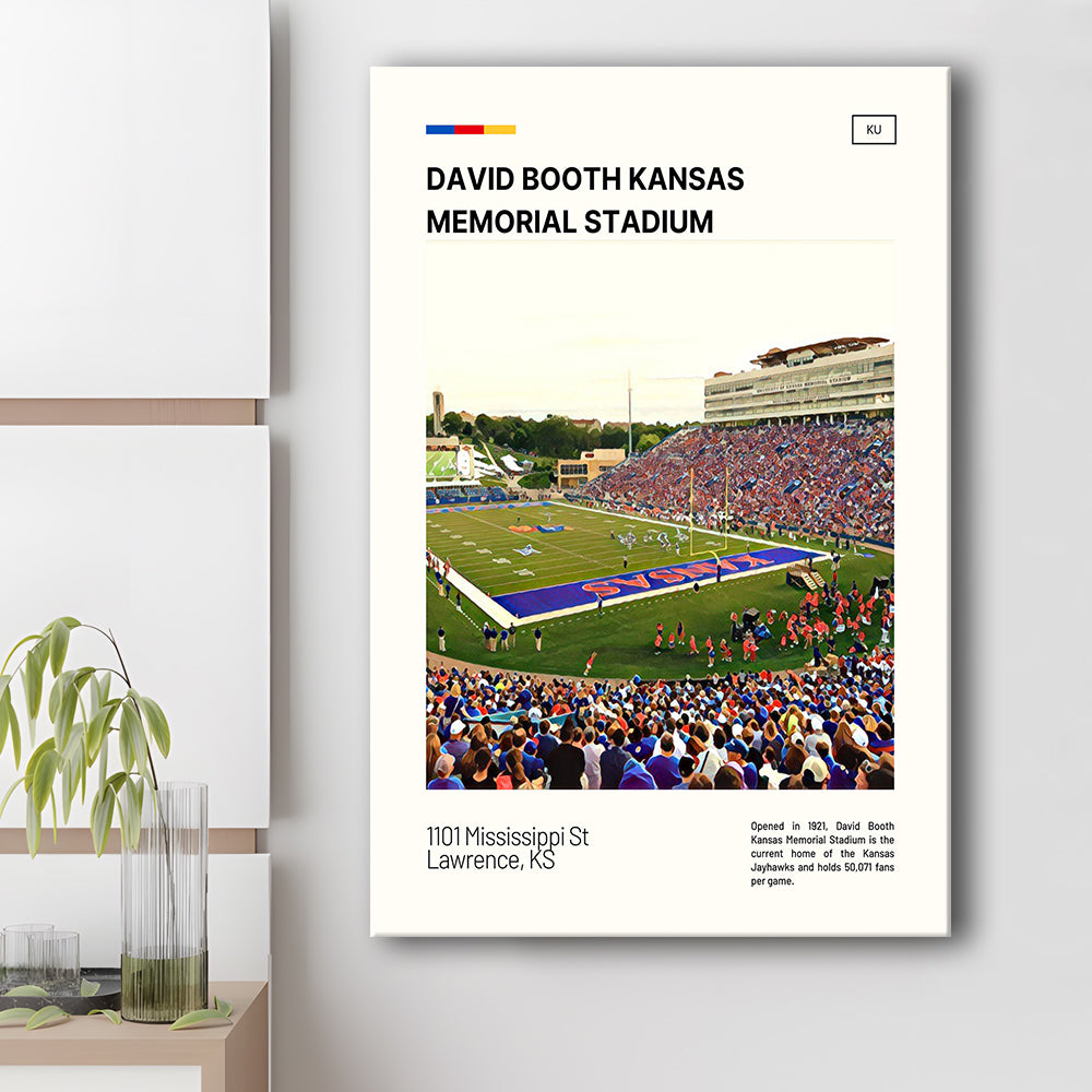 David Booth Kansas Memorial Stadium Print, Kansas Jayhawks Stadium Canvas Art, Fan Gifts, Sport Art, Canvas Print Wall Art