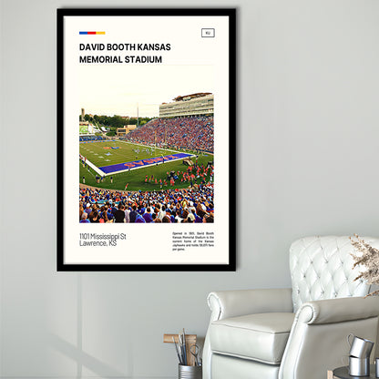 David Booth Kansas Memorial Stadium Print, Jayhawks Stadium Art, Gifts for him, Sport Art, Framed Art Print Wall Decor