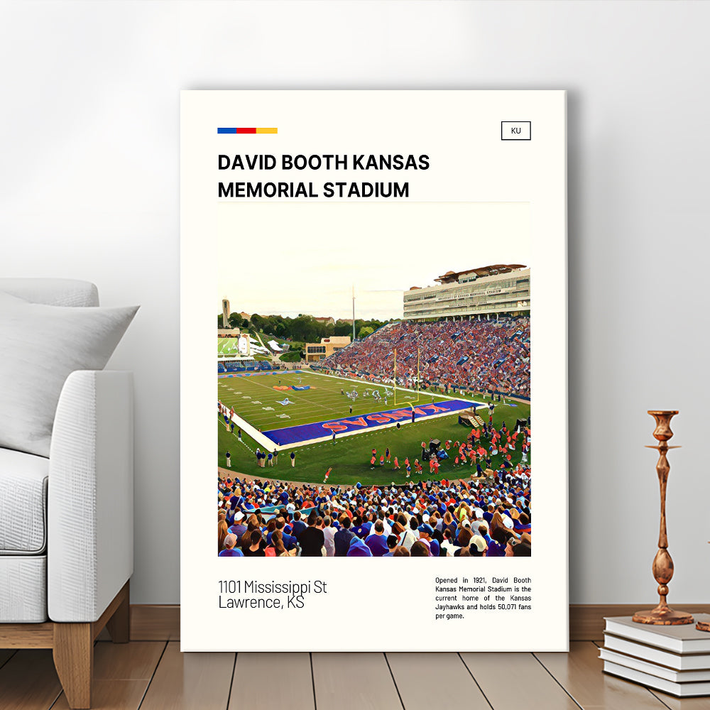 David Booth Kansas Memorial Stadium Print, Kansas Jayhawks Stadium Canvas Art, Fan Gifts, Sport Art, Canvas Print Wall Art