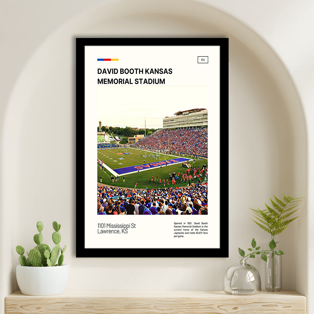 David Booth Kansas Memorial Stadium Print, Jayhawks Stadium Art, Gifts for him, Sport Art, Framed Art Print Wall Decor