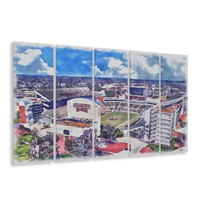 Davis Wade Stadium, Bulldogs Painting Stadium Watercolor, Sport Art, Extra Large Canvas Print Wall Art