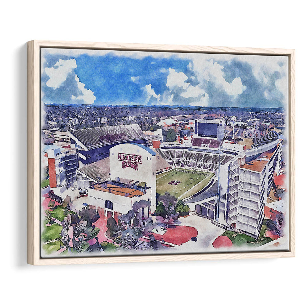 Davis Wade Stadium, Bulldogs Painting Stadium Watercolor, Sport Gift Art, Framed Canvas Print Wall Art