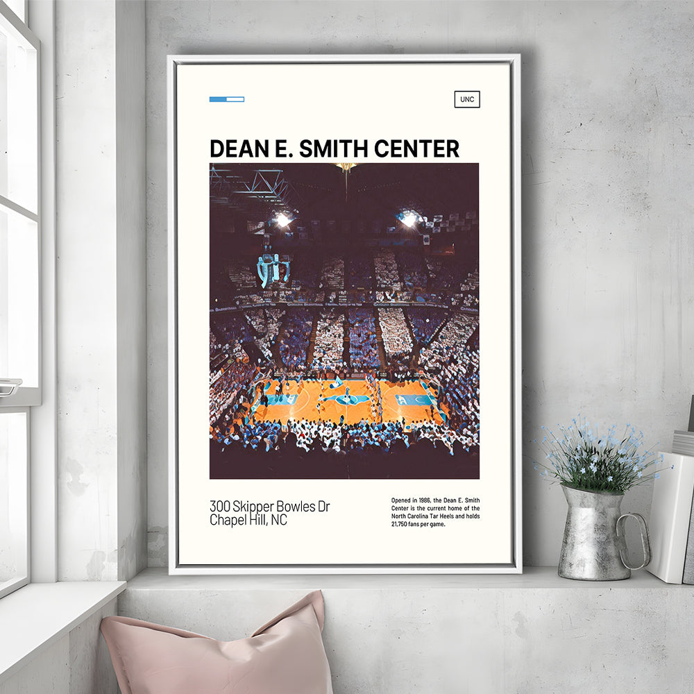 Dean E Smith Center Print, UNC Tar Heels Stadium Canvas Art, Man Cave Gift, Floating Framed Canvas Print Wall Art